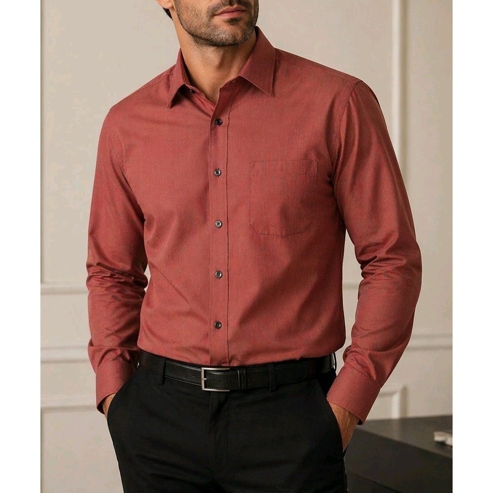 Kenneth Cole Shirt Mens 16 34/35 Red Long Sleeve Button Up NWT Cotton
